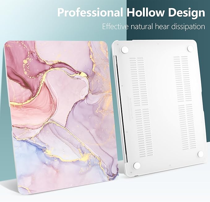 DONGKE Compatible with MacBook Air 13 inch Case 2021 2020 2019 2018 Release A2337 M1 A2179 A1932 with Retina Display & Touch ID, Plastic Hard Shell & Keyboard Cover - Marble