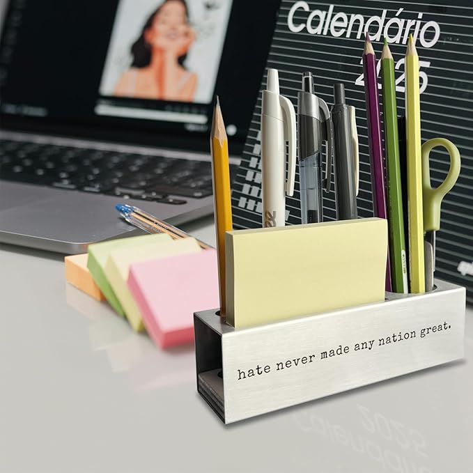 Hate Never Made Great, Racial Equality Anti Racism Pen Holder, Human Rights, Social Activist Gifts Desk Decor Stainless Steel Pencil Holders WCC62