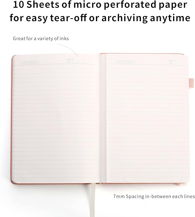 Deziliao Lined Journal Notebooks with Pen Loop, Hardcover Notebook Journal for Work, 100Gsm Premium Thick Paper with Inner Pocket, Medium 5.7''''x8.4'''', ?Pink, Ruled, 1 Pack