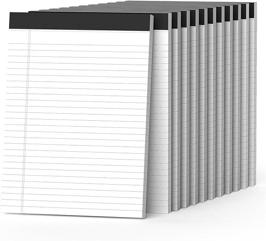 12 Pack Legal Pads 8.5 x 11 Wide Ruled Note Pads 8.5 x 11 Inch Notepads Micro Perforated Writing Pads Notebook Pads of Paper Lined White Paper, 30 Sheets per Notepad for Office & School Supplies