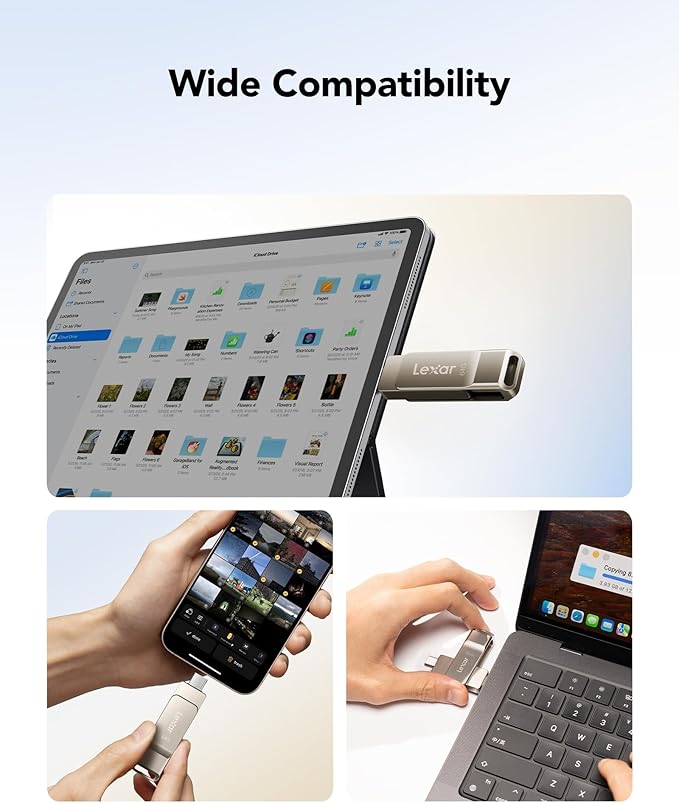 Lexar D40E 64GB Dual USB 3.2 Gen 1 Type-C Jump Drive, USB-C Flash Metal Housing Swivel Design Thumb Drive