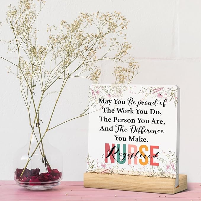 Registered Nurse Gifts for Women Nurses Week Gifts Appreciation Thank You Graduation Gift for Nurse Office Desk Decor for Home Acrylic Sign Christmas Gift