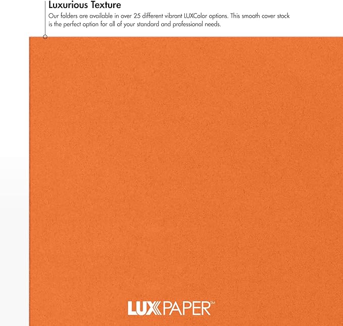 LUXPaper 9" x 12" Presentation Folders | Two Pocket | Mandarin Orange | 100lb. Cover | 25 Qty