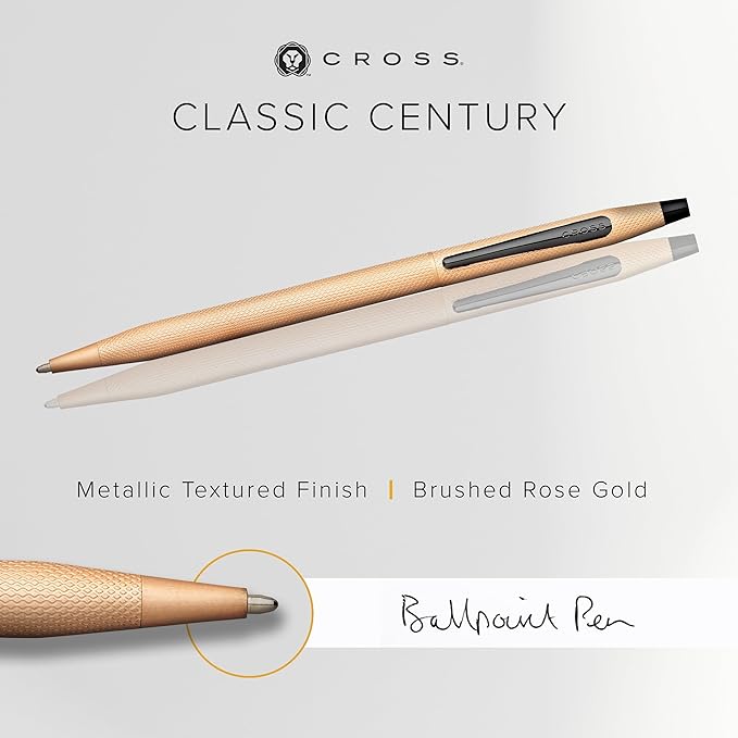 Cross Classic Century Refillable Ballpoint Pen Presented in a Luxury Gift Box - Medium Point, Black Ink, Brushed Rose Gold
