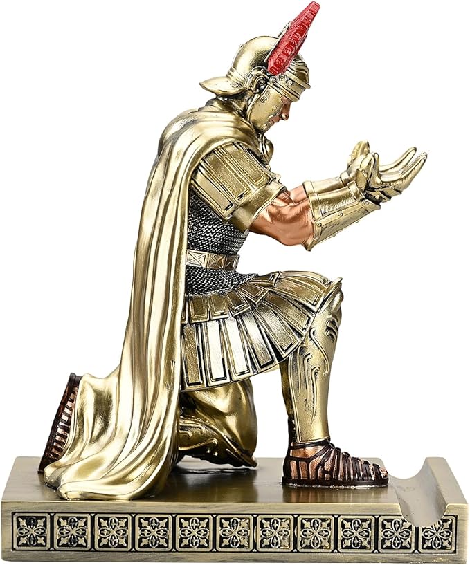 Centurion Cloak Warrior Knight Pen Holder Mobile Phone Stand Desk Organizers and Accessories as Gift for Office and Home (Bronze)