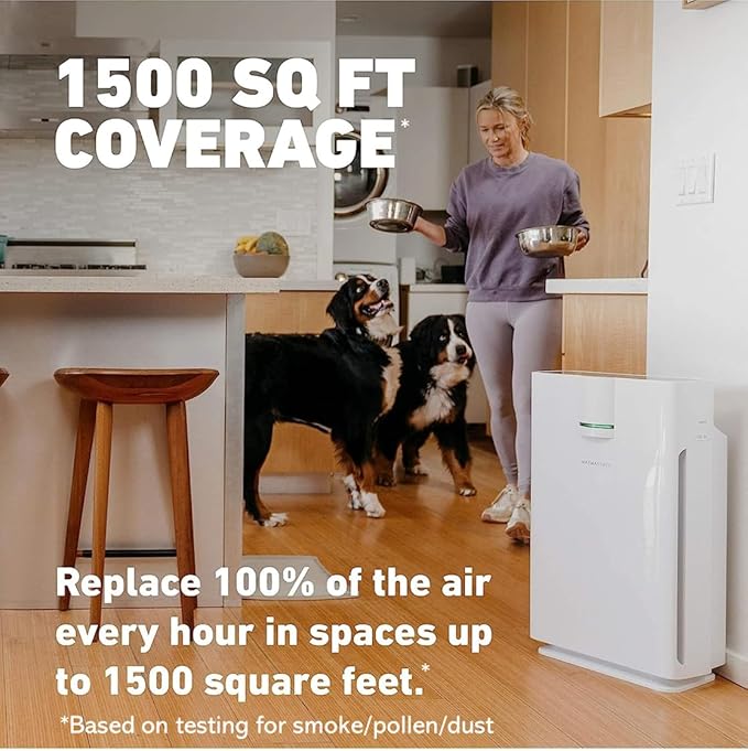 HATHASPACE HSP002 True HEPA Air Purifier for Home, Removes 99.9% of Dust, Smoke, Pet Dander, Odors, VOCs, Covers Up to 1500 Sq. Ft, Quiet Air Cleaner with Smart Sensor for Bedroom & Large Rooms