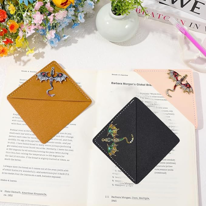 Fantasy Dragon Leather Metal Bookmark,Fourth Wing Corner Bookmarks,Book Marks for Reading Women Book Lovers Book Accessories(Dragon)
