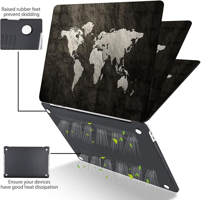 Compatible with MacBook Pro 13 Inch Case M2/M1 2025 2022-2017 A2338 A2289 A2251 A2159 A1989 A1706 A1708 Plastic Hard Shell Case&Keyboard Skin&Mac OS Keyboard Sticker (Map)