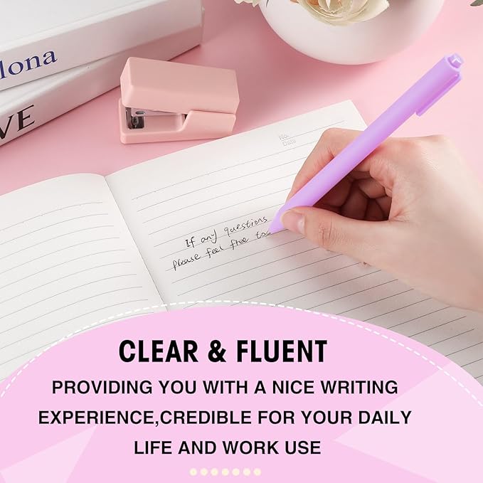 Fulmoon 50 Pcs Ballpoint Pens Bulk Retractable Comfortable Writing Pens Cute Back to School Supplies in Medium Point 1.0 mm for Teacher Student Bridal Shower Baby Shower (Light Purple)