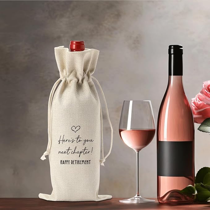 Funny Retirement Gifts for Woman Men Retirement Wine Gifts Bag Happy Retirement Party Decorations Retired Gifts Leaving Gifts for Coworkers Boss Here's to Your Next Chapter Happy Retirement