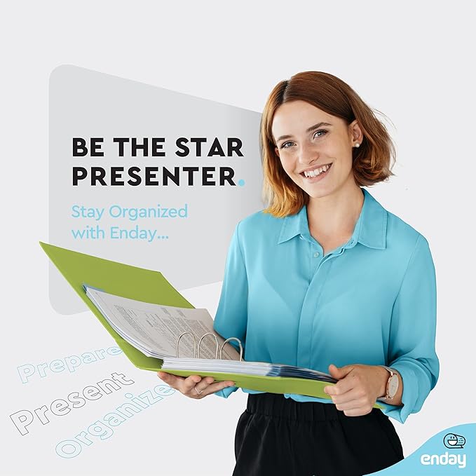 2 Inch 3 Ring Binder 2” Green, Slant D-Ring 2 in Binder Clear View Cover with 2 Inside Pockets, Heavy Duty Colored School Supplies Office and Home Binders – by Enday