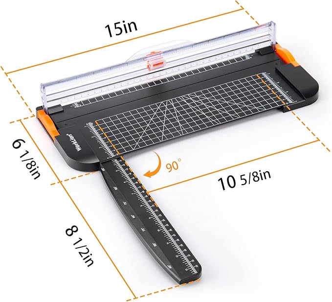 WORKLION Paper Cutter - A4 Paper Craft Cutter with Security Blade for Cut Gift Card, Coupon, Label, Cardstock, Photo, 12 inch Black Office Paper Trimmer