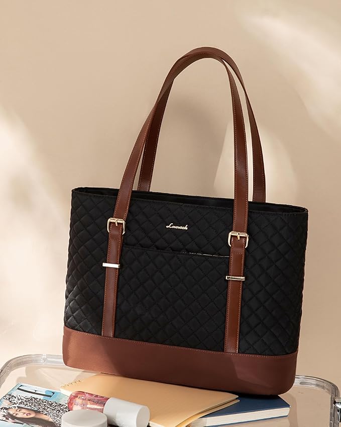 LOVEVOOK Laptop Bag for Women, 15.6 Inch Work Tote Computer Bag With Large Cup Holder, Lightweight Large Laptop Briefcase for Travel, Bussiness, Teacher