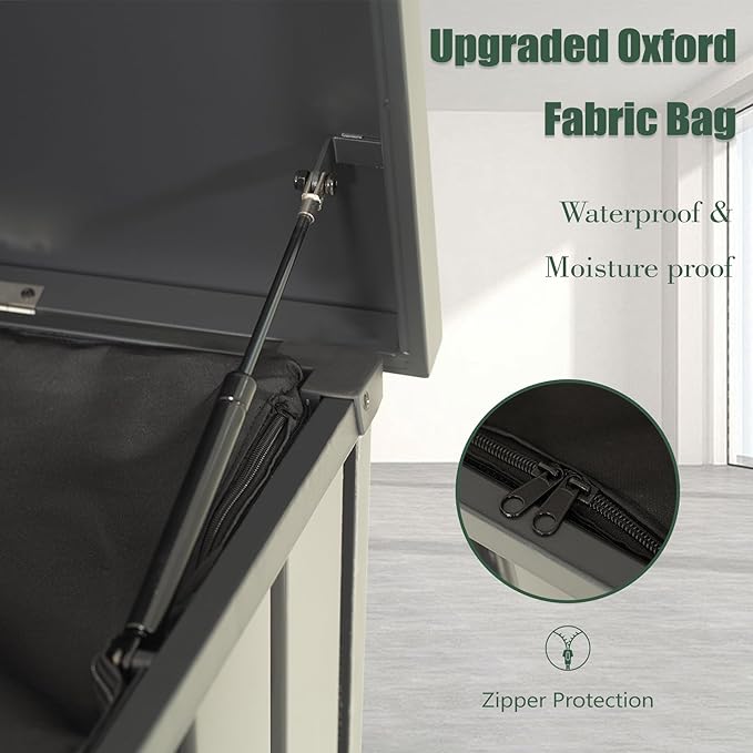 Domi Outdoor Storage Deck Box 100 Gallon, Outdoor Deck Box with Waterproof Storage Bag for Outside Cushions, Garden Tools and Pools Equipment, Gray