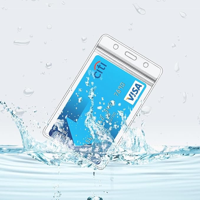 Vertical ID Badge Holder with Clip and Straps Heavy Duty Waterproof Ziplock Clear Plastic Name Tag Holder PVC ID Card Holders by ZHEGUI (25 Pack, Vertical 3.5X2.3)