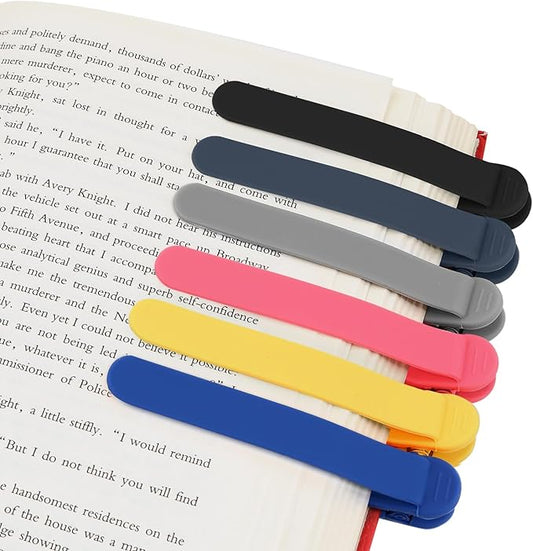 SMUK 6pcs Automatic Bookmark, Smart Silicone Book Mark Book Markers for Men Women Book Lovers, Book Clip Page Keeper Reading Gifts for Book Lovers