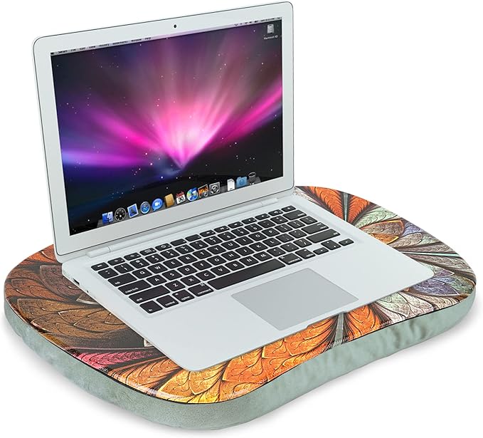 Lap Laptop Desk - Portable Lap Desk with Pillow Cushion, Fits up to 15.6 inch Laptop for Home Office Students Use as Computer Laptop Stand, Book Tablet(1-Orange Flower)