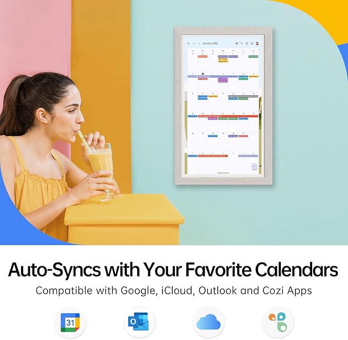 ApoloSign Digital Calendar: Electronic Calendar, Smart Touchscreen Interactive Display for Chore Chart, Family Schedules Planner, Supports All Apps via Google Play (Gray, 21.5-inch)