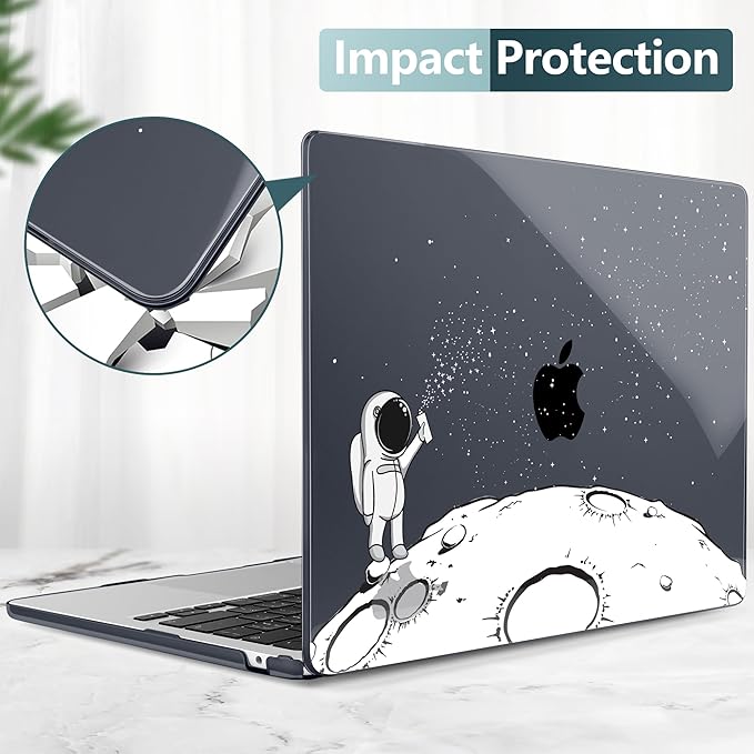 DONGKE Compatible with M4 MacBook Air 15 inch Case 2025 2024 2023 A3241 A3114 A2941 M3 M2 Liquid Retina Display Touch ID, Plastic Hard Case & Keyboard Skin & Screen Protector - Astronaut