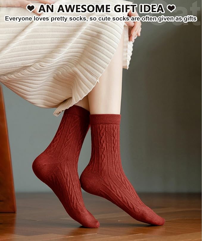 IIG Cute Warm Wool Socks for Women Super Cozy Thick Crew Winter Socks Gifts, 5 Pairs