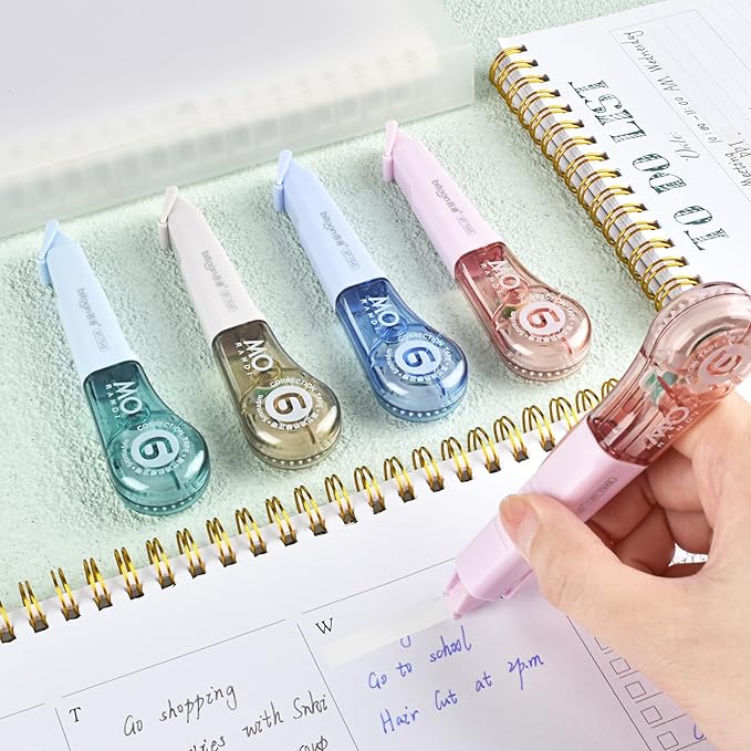 Temiary 8 Pcs Correction Tape Pens, Aesthetic for Instant Correction, Easy to Use, Pen Shaped Applicator for Office School Supplies, 1/5 Inch x 236 Inches (Morandi)