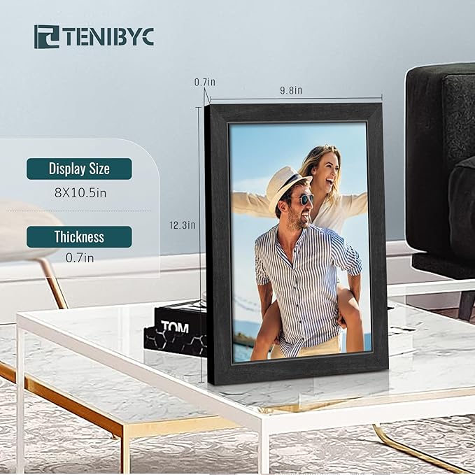 8.5x11 Picture Frame Black - 4 Pack, HD Tempered Glass, Elegant Wood Grain Photo Frame, Suitable for Certificate Document, Table or Wall Display