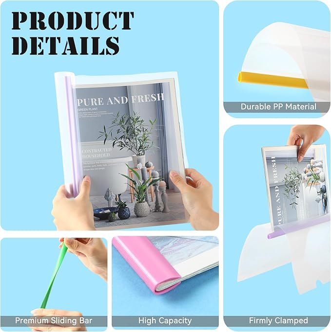 100 Pcs Clear Report Cover with Sliding Bar 50 Sheet Capacity Presentation Binder Transparent Resume Folder Plastic Folder for File Report School Office(Novetly Color,Water Drop)