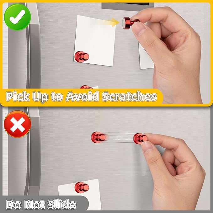 VNDUEEY 16 Pack Red Fridge Magnets, Refrigerator Magnet, Strong Magnets for Whiteboard, Magnetic Push Pins, Cute Magnet for Kitchen, Office, School, Adults