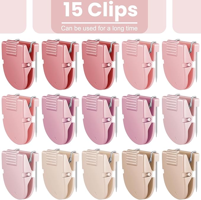 15 Pcs Cubicle Clips Fabric Panel Cubicle Accessories Fabric Partition Panel Wall Clip Office Photos Wall for Notes Memos Standard Size, 40-Sheet Capacity (Pink)