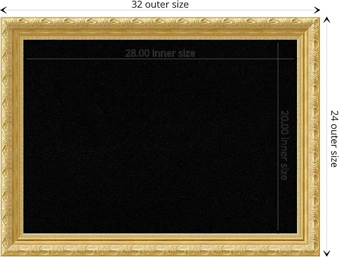Amanti Art Black Cork Board for Wall, 24x32 Vision Board with Gold Wood Frame, Medium Corkboard Office Decor for Home Organization, Traditional Corkboard Pinboard to display items for home