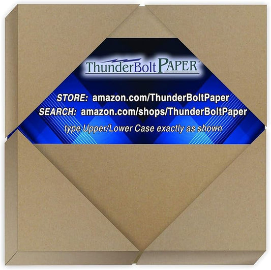 100 Sheets Chipboard 24pt (Point) 4 X 4 Inches Light Weight Small Square Card Size .024 Caliper Thickness Cardboard Craft Packaging Brown Kraft Paper Board