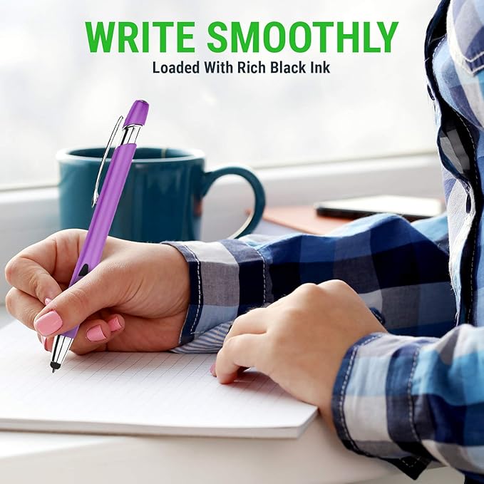 Personalized with Your Custom Logo or Text Pens-300 Pack Bulk-for Businesses, Parties, and Events, 2 in 1 Capacitive Stylus & Ballpoint Pen Compatible with Most Touchscreen Devices, Assorted