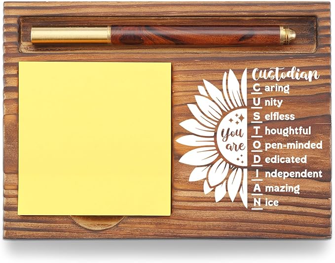 Custodian Sticky Note Holder, Thank You Appreciation Gifts for Custodians, Office Desk Organizer, Employee Recognition Desk Accessory TZP114