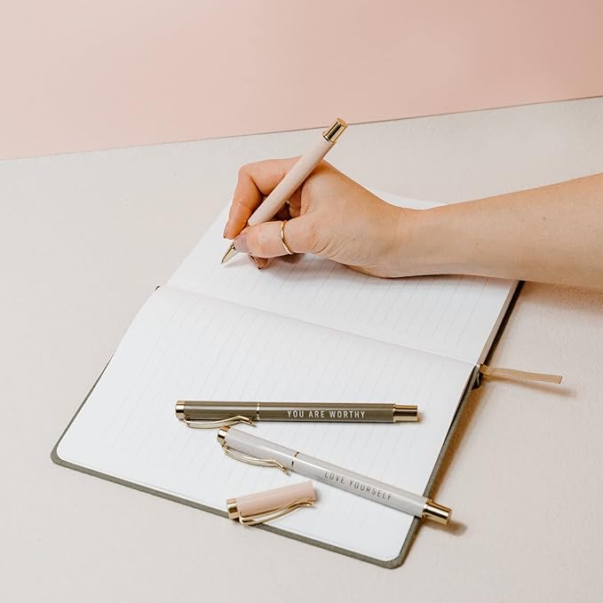 Sweet Water Decor Go For It Metal Pen Set - Inspirational Gifts for Women - Graduation, Teacher Gifts, New Job Gift for Women - Neutral Office School Supplies and Desk Decor