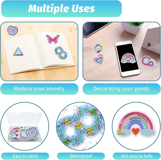 48 Pcs Sensory Strips Set – Anxiety Sticker Kit with Different Textures, 2 Textured Surface Tactile Stickers for Adults – Stress Relief Classroom Must Haves, Anxiety Relief Items