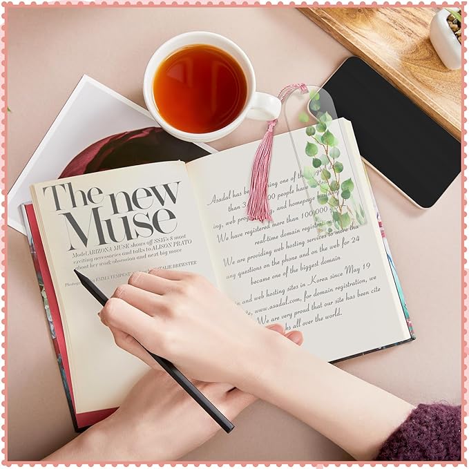 100 Pieces Acrylic Bookmark Blanks, Clear Acrylic Bookmarks with 30 Pieces Tassels and 4 Rolls Chiffon Silk Ribbon, Transparent DIY Bookmarks for Book Lover Crafts Present Tag Reading Accessories