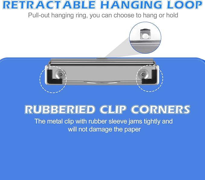 HERKKA 15 Pack Plastic Clipboards, Assorted Color, Low Profile, Standard A4 Letter Size