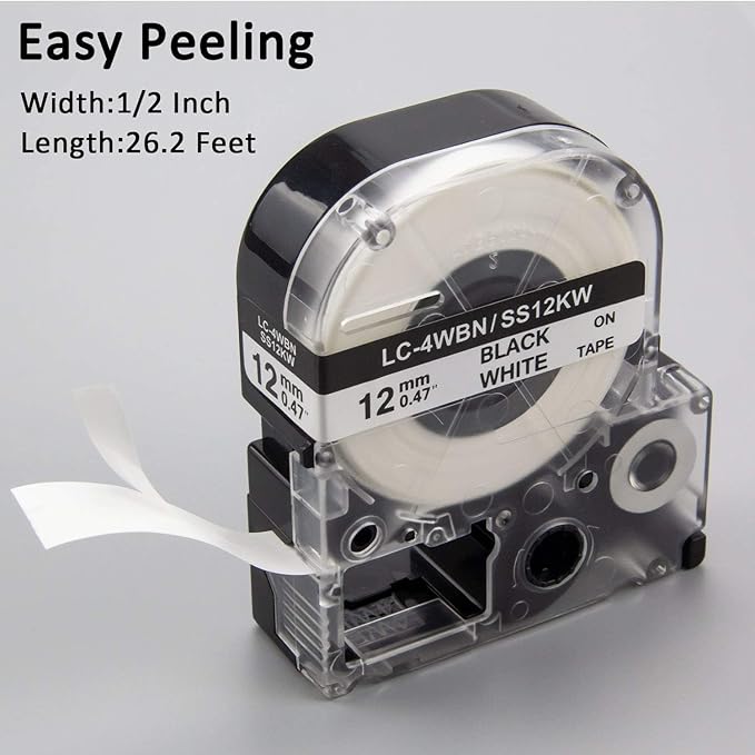 Pristar Compatible Label Tape Replacement for Epson LK-4WBN LK-4TBN LK-4LBP LK-4RBP LK-4YBW LK-4GBP 12mm 0.47" Work for Epson LabelWorks LW-300 LW-400 LW-500 LW-600P LW-700 Label Maker, 6-Pack