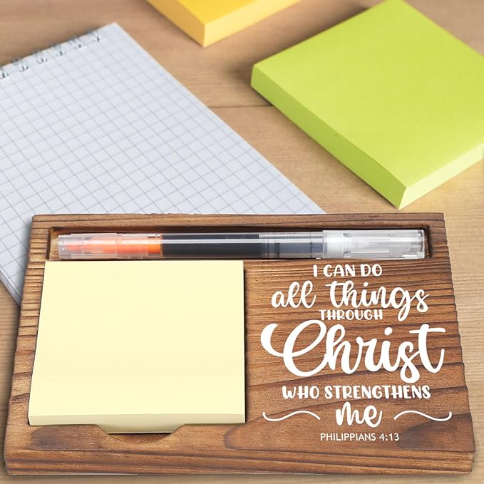 I Can Do All Things Sticky Note Holder, Christian Desk Organizer for Religious Social Worker Therapist Counselor Educators Gift for Office Self-Stick Note Pad Holders EDP105