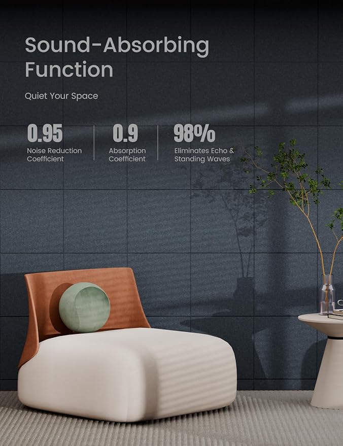 Bumusty Large Cork Board 47"x35" Alternative - 12 Pack Felt Wall Tiles with 70 Safe Removable Adhesive Tabs, 30 Pushpins, Cork Boards for Walls Pin Board Bulletin Board (Deep Charcoal Blue)