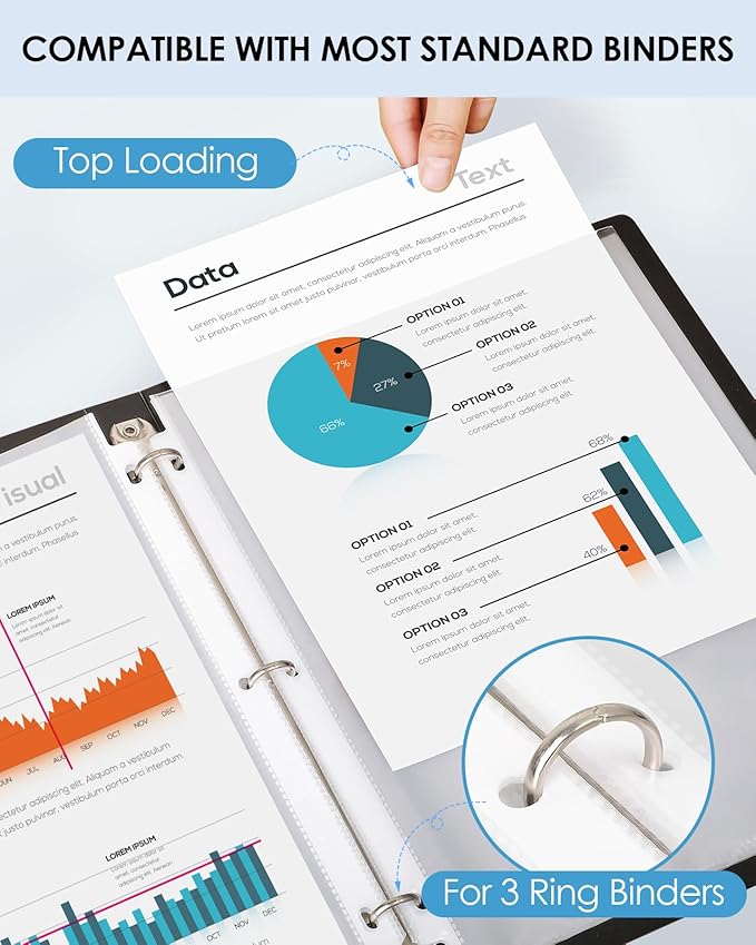 KTRIO Sheet Protectors 8.5 x 11 inch, Clear Page Protector for 3 Ring Binder, Plastic Sleeves for Binders, Top Loading Paper Sheets Document Sleeve Letter Size, Office & Home, 450 Pack