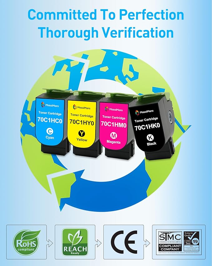 MasaiMara 701H 70C1HK0 70C1HC0 70C1HM0 70C1HY0 Compatible Toner Cartridge for Lexmark CS310 CS310dn CS310n CS410 CS410dn CS410dtn CS410n CS510 CS510de CS510dte Printer