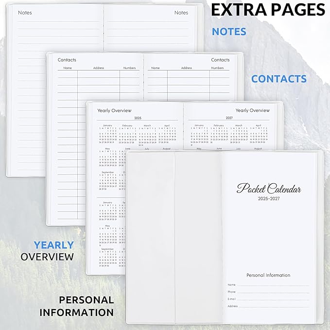 Pocket Calendar 2026-2027, Monthly Planner 2025-2027 - 3.7" x 6.7" - Runs from July 2025 Until December 2027, 2026 Pocket Calendar with PVC Cover for Organizing & Planning