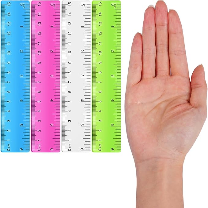 Zonon 6 Pcs 6 Inch Ruler Bulk Colorful Plastic Flexible Straight Metric Rulers with Centimeters and Inches Drafting Measuring Tool for Classroom School Students Education