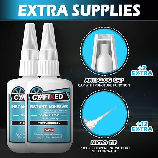 Super Glue Liquid 113.6 Gram, Ultra Fast Thin Viscosity Instant Clear Cyanoacrylate Adhesive, Food Safe CA Glue for Wood Plastic Aquarium Ceramic Shoe Repair Leather Glass Metal Rubber Model Craft
