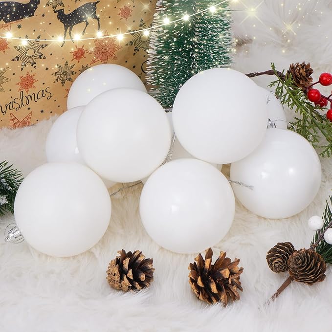 30ct Christmas Ball Ornaments, 2.36" Shatterproof Christmas Tree Decorations, Perfect Hanging Ball for Indoor/Outdoor Holiday Party Decor (White)