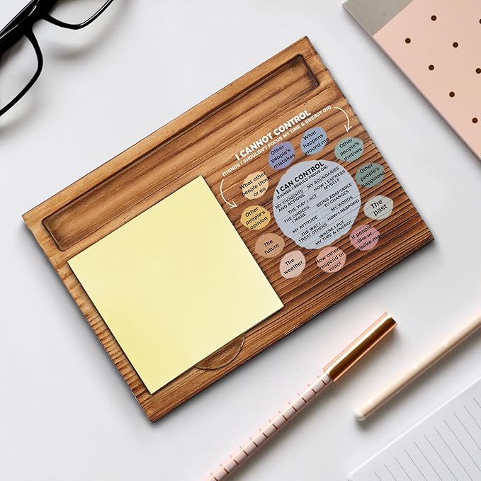 Mental Health Things I Can Control Sticky Note Holder, Mindfulness Therapy Office Gift for Women, Coworker, Friends, Positivity Recovery Self Care Encourage Gift Self-Stick Note Pad Holders WPP29