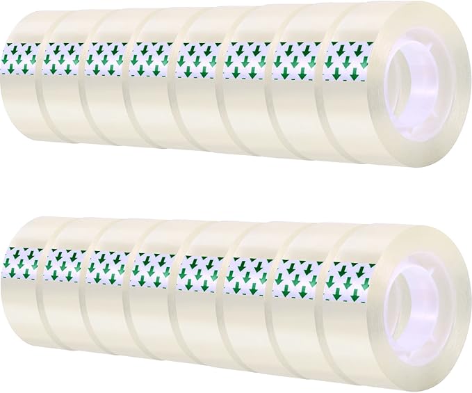 Shappy 16 Rolls Transparent Tape Refills Clear Tape Each Roll 3/4 x 1200 Inch Clear Gift Tape Refill for Office School