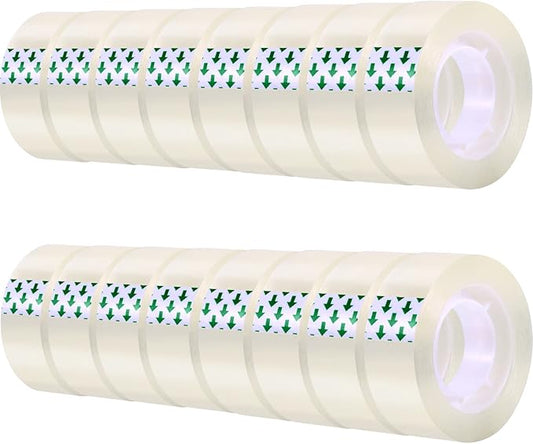 Shappy 16 Rolls Transparent Tape Refills Clear Tape Each Roll 3/4 x 1200 Inch Clear Gift Tape Refill for Office School