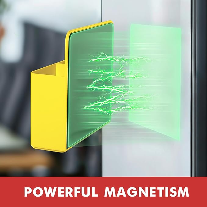 BEYGORM 2 Pack Plastic Magnetic Pen Holder for Refrigerator, Dry Erase Marker Holder for Whiteboard，Magnet School Locker Organizer Accessories, Pencil Cup, Pen Caddy, Classroom Organization(Yellow)